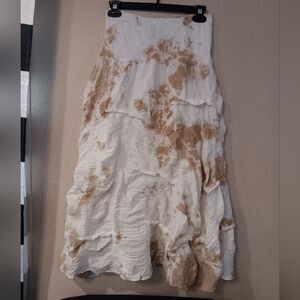 Luna Luz Elegant Brown and White A-Line Skirt Sz Xs Dye Tind